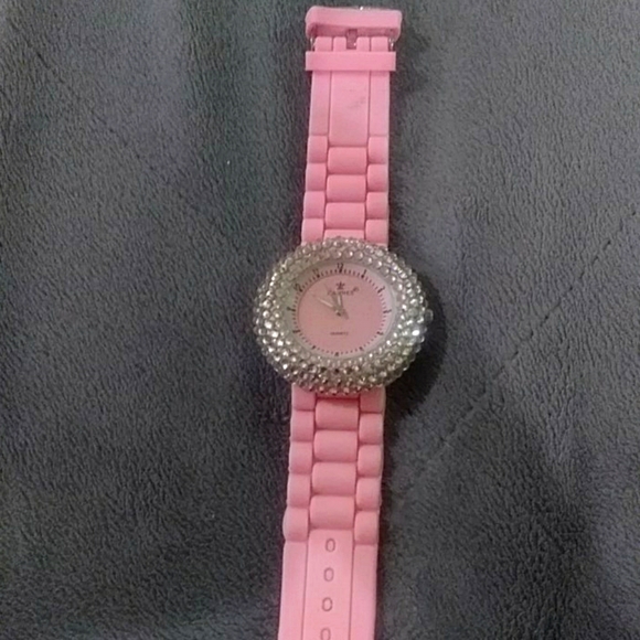NWOT Pink Quartz Bedazzled Watch - Picture 5 of 8